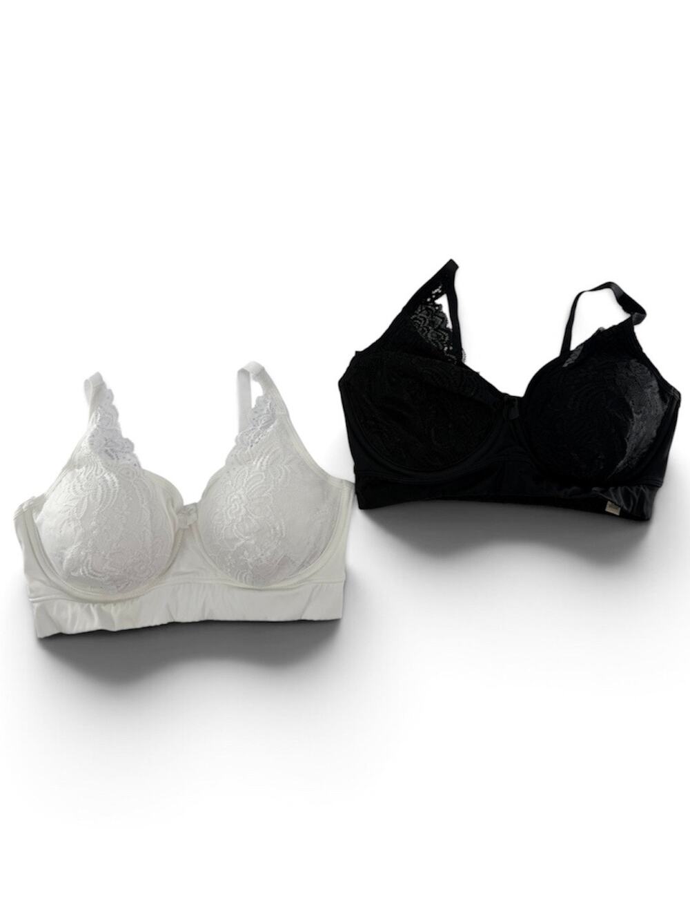 Lot of 2 Rhonda Shear Lace Bra Size M Black White Underwire Bow NWOT